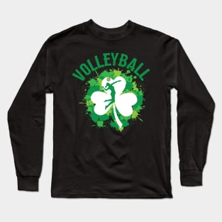 Volleyball Shamrock Irish Sports St Pattys Day Long Sleeve T-Shirt